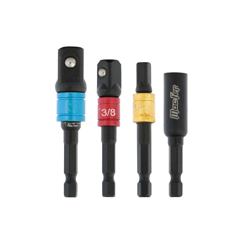 Jogo adaptador sextavado impacto GW-4 1/4" para chaves caixa (4pçs)