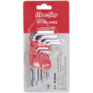 Jogo chaves "L" sextavado interior WLHR-146S 1.5~10mm (9pçs)