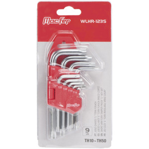 Jogo chaves "L" torx furada  WLHR-123S TH10~TH50 (9pçs)