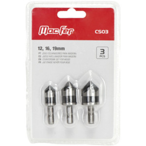 Jogo Escariadores para madeira CS03 12. 16. 19mm (3pçs)