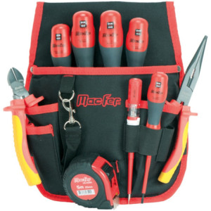 Bolsa nylon com cinturão alicates Cr-V & chaves fenda & Philips VDE BNC-01 (9pçs)