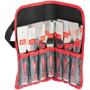 Jogo betumadeiras inox e raspador com bolsa JBR-CN01 (7Pçs)