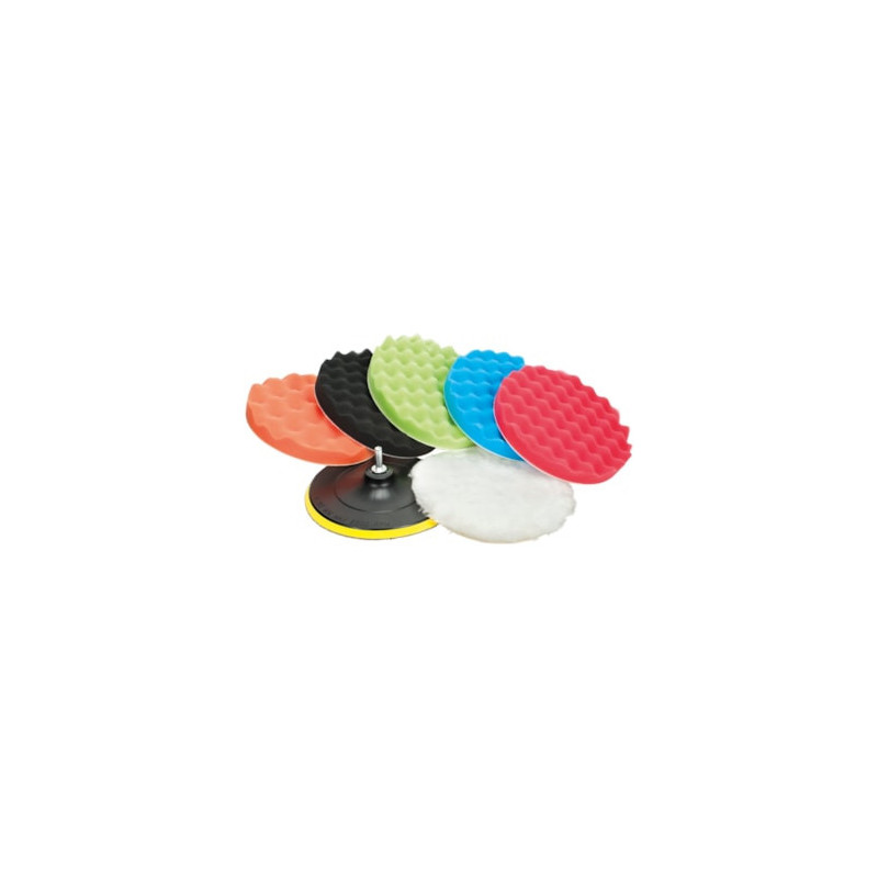 Jogo Esponjas Polimento com Velcro Ondulada JEPO-07 180mm (7pçs)