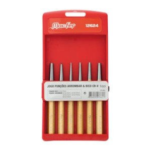 Jogo punções arrombar e bico Cr-V 12624 (6pçs)