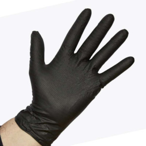 Luva reutilizável de alta qualidade em nitrilo texturizado preto.