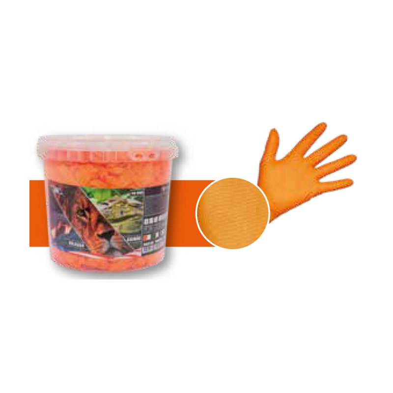 Luva reutilizável de alta qualidade em nitrilo diamante laranja REFORÇADO de 8 mícronº