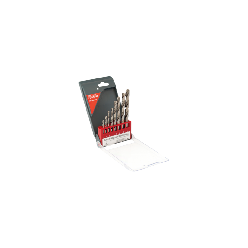 Jogo brocas cilíndricas HSS-M2-008 3~10mm (8pçs)