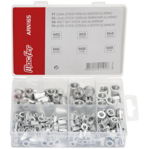 Caixa stock porcas rebitar ARN165 alumínio (165pçs)