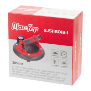 Ventosa borracha com bomba e manómetro 1 fixador GJ511601B-1 205mm