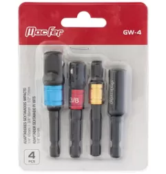 Jogo adaptador sextavado impacto GW-4 1/4" para chaves caixa (4pçs)