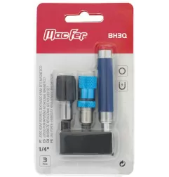 Jogo adaptador sextavado para bits magnético BH3Q 1/4" (3pçs)