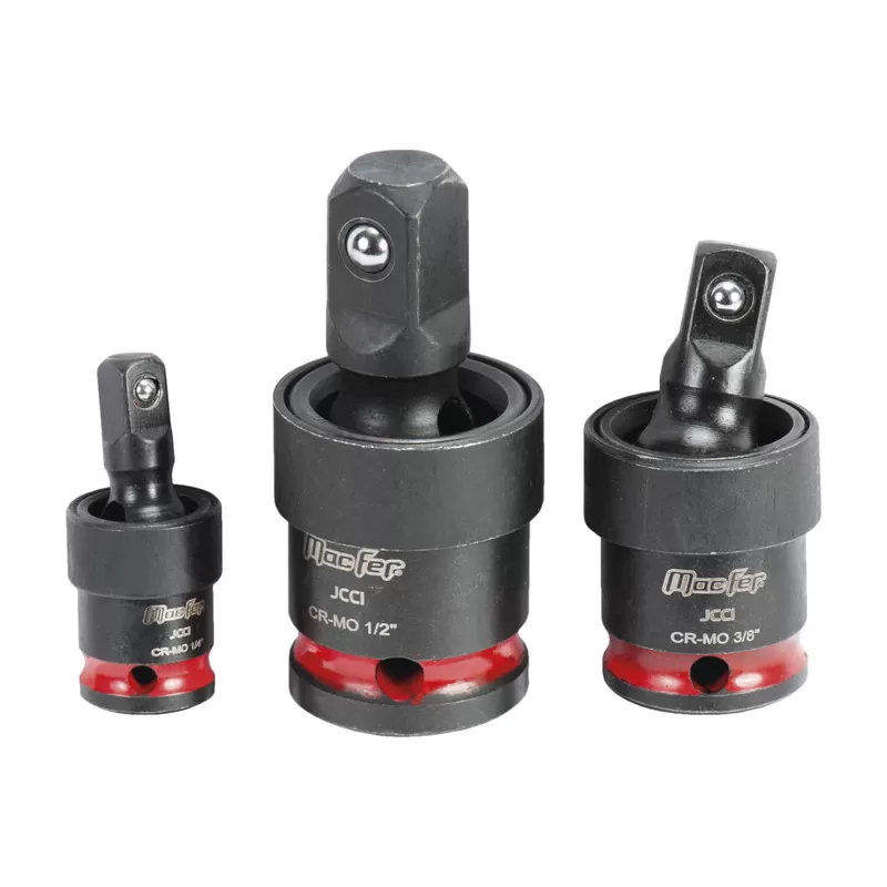 Jogo cardans caixa Cr-Mo impacto JCCI 1/4"+3/8"+ 1/2" (3pçs)