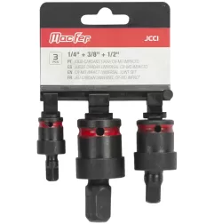 Jogo cardans caixa Cr-Mo impacto JCCI 1/4"+3/8"+ 1/2" (3pçs)