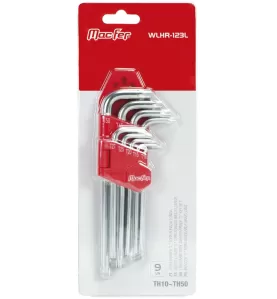 Jogo chaves "L" torx furada longa  WLHR-123L TH10~TH50 (9pçs)