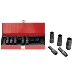 Jogo chaves caixa Cr-Mo impacto DS10I 1/2" 78mm (10pçs) 10~24mm