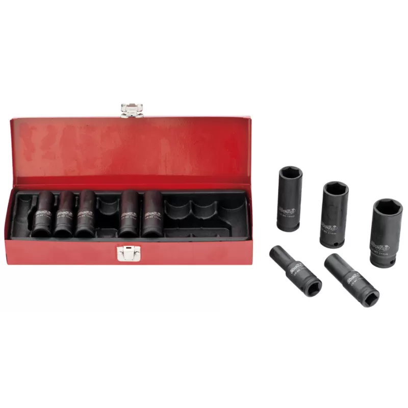 Jogo chaves caixa Cr-Mo impacto DS10I 1/2" 78mm (10pçs) 10~24mm
