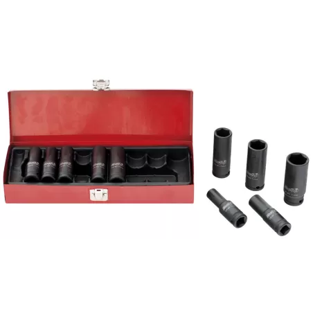 Jogo chaves caixa Cr-Mo impacto DS10I 1/2" 78mm (10pçs) 10~24mm