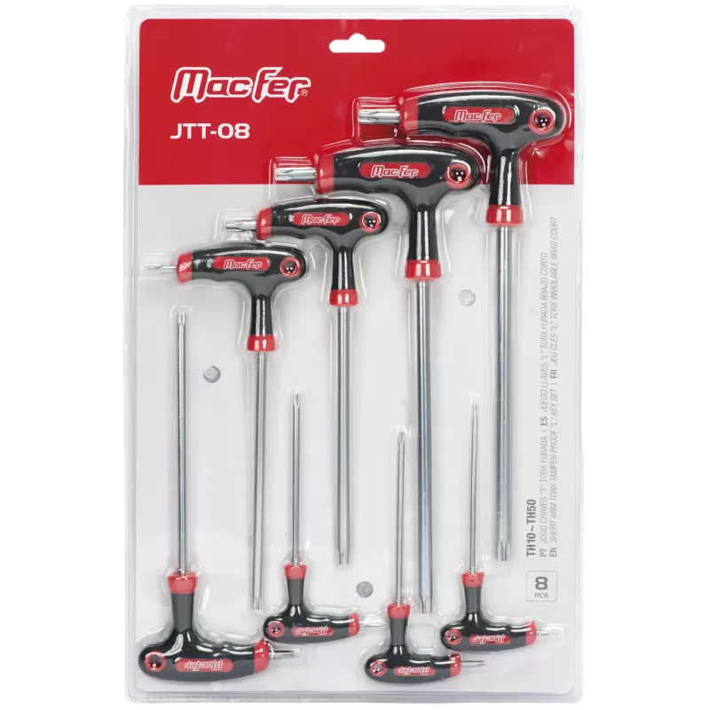 Jogo chaves "T" torx furada JTT-08 TH10~TH50 (8pçs)