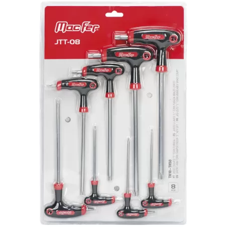 Jogo chaves "T" torx furada JTT-08 TH10~TH50 (8pçs)
