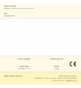 Bateria de ions de lítio 20 v 4,0 ah 11,8 x 7,4 x 6,7 cm