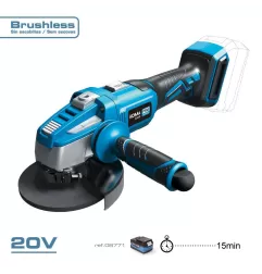 Rebarbadora angular brushless 20 v ø125 mm sem bateria nem carregador. 37,5 x 12 cm