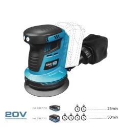 Lixadora excêntrica brushless 20 v sem bateria nem carregador, 13 x 30 x 15 cm