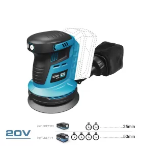 Lixadora excêntrica brushless 20 v sem bateria nem carregador, 13 x 30 x 15 cm