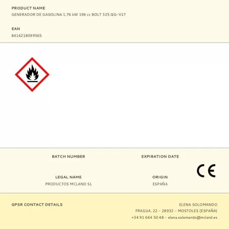 Gerador a gasolina bolt 325 qg-v17 1,76 kw 196 cc