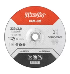 Disco Abrasivo Corte Ferro CAM-CM 115x3.0x22.23mm