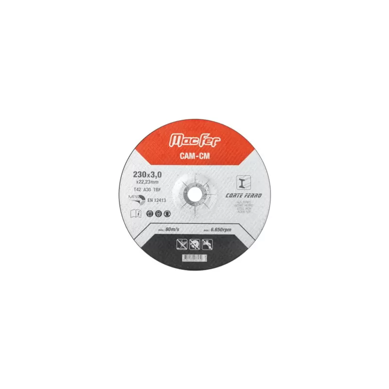 Disco Abrasivo Corte Ferro CAM-CM 115x3.0x22.23mm