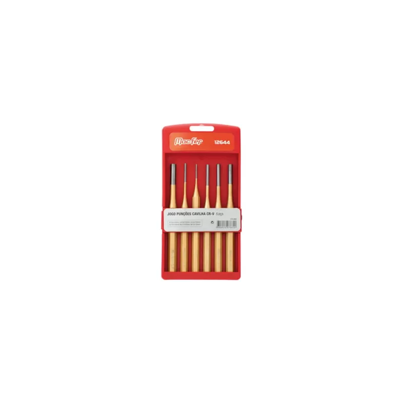 Jogo punções cavilha Cr-V 12644 (6pçs)