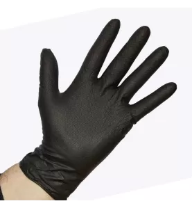 Luva reutilizável de alta qualidade em nitrilo texturizado preto.