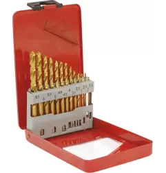 Jogo brocas cilíndricas titânio HSS-M2TIN-013 1.5~6.5mm (13pçs)