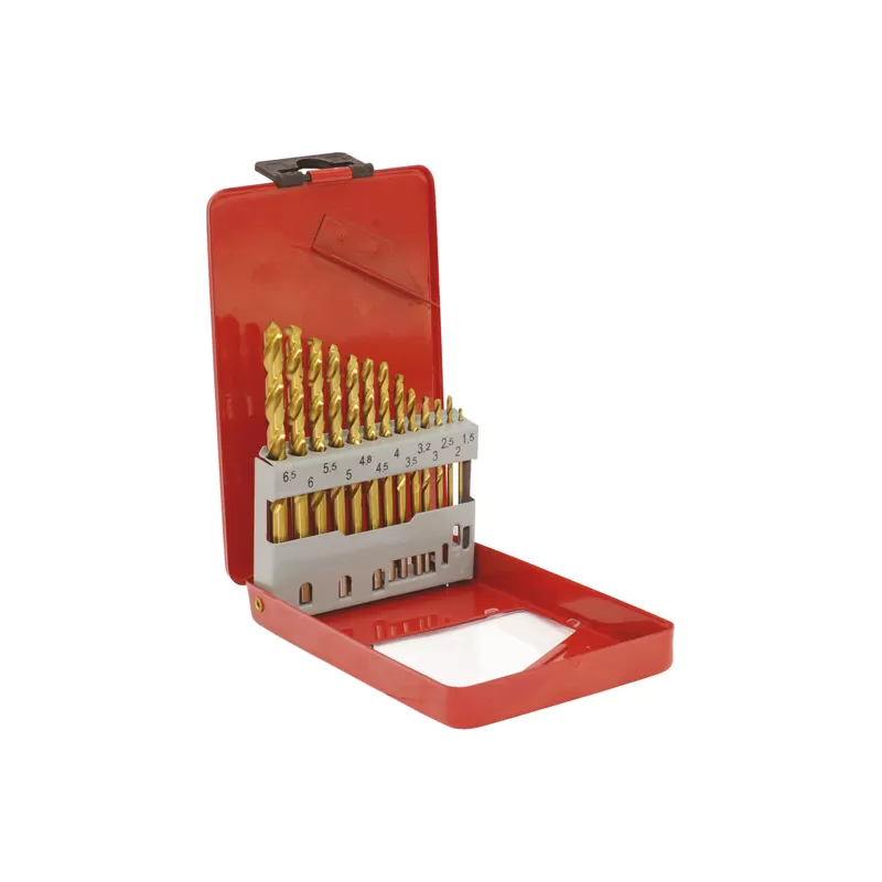 Jogo brocas cilíndricas titânio HSS-M2TIN-013 1.5~6.5mm (13pçs)