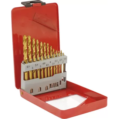 Jogo brocas cilíndricas titânio HSS-M2TIN-013 1.5~6.5mm (13pçs)
