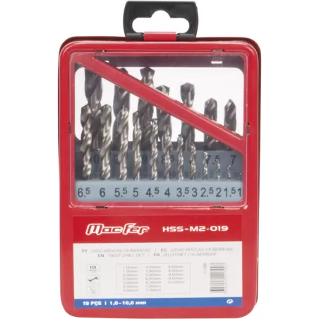 Jogo brocas cilíndricas HSS-M2-025 1~13mm (25pçs)