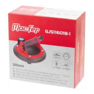 Ventosa borracha com bomba e manómetro 1 fixador GJ511601B-1 205mm