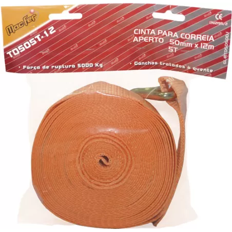 Cinta amarração sem roquete gancho "J" SS-SRD011-H 5t 50mm 12m